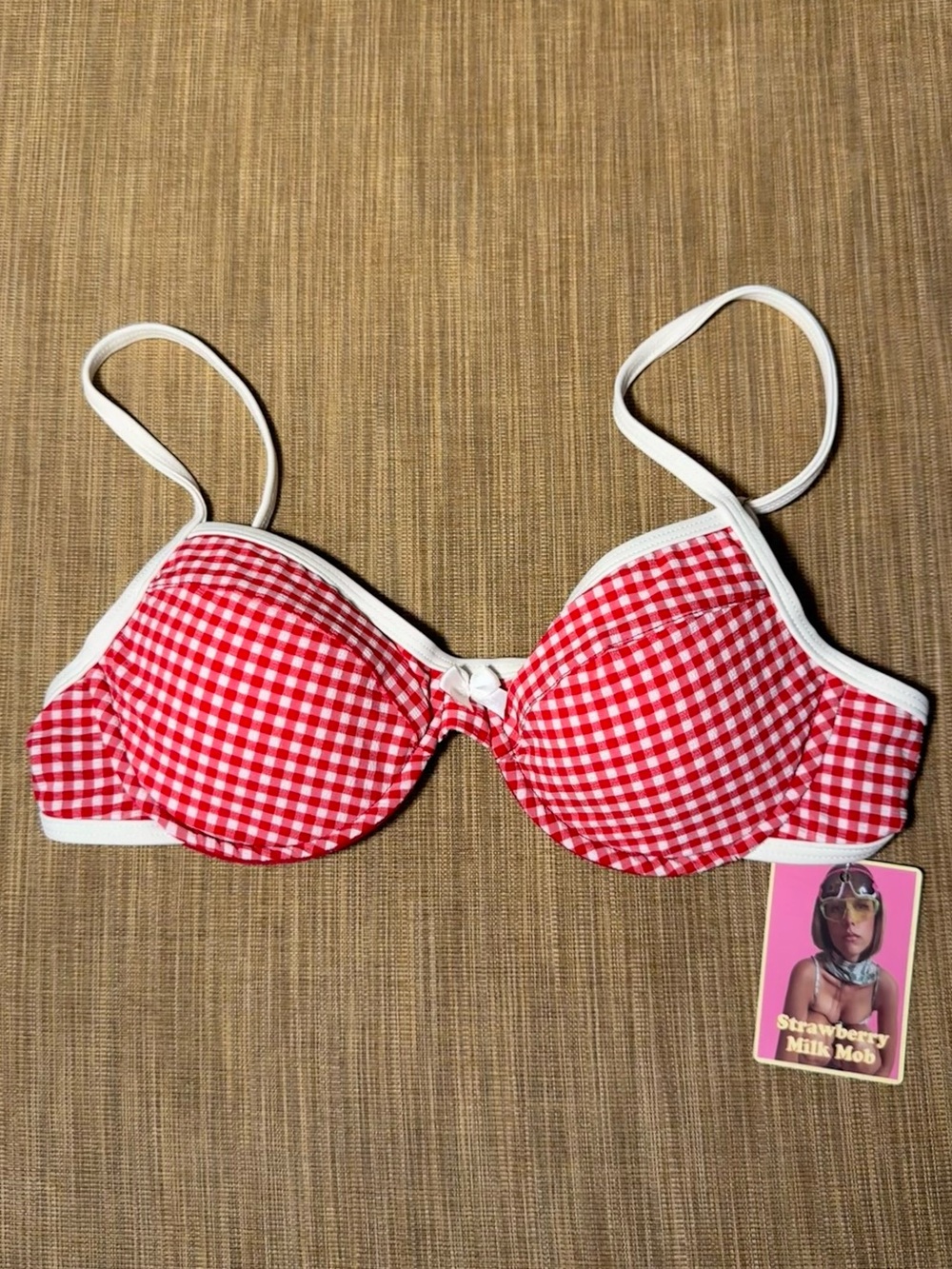 Strawberry Milk Mob Red Gingham Bikini Top